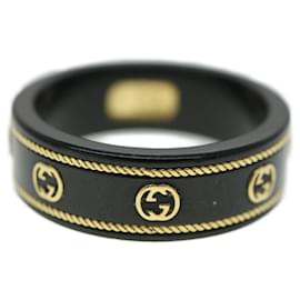 Gucci-Bague YG entrelacée GUCCI 18Bague K Noir 606826 Authentification3996-Noir