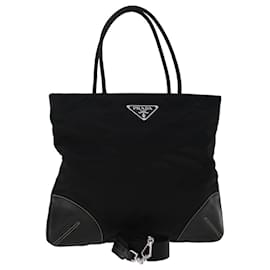 Prada-Prada Hand Bag Nylon 2way Black Auth 48143-Black