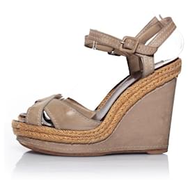 Christian Louboutin-CHRISTIAN LOUBOUTIN, Leather wedge in kaki-Green