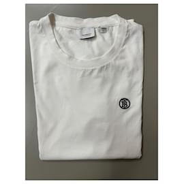 Burberry-T-shirt regular fit in cotone biologico taglia M-Nero,Bianco