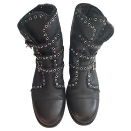 Jimmy Choo Black Leather Boots Size 40 Black