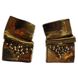 Boucles d'oreilles à clip en métal doré Sidney Carron Bijouterie dorée