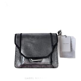 Isabel Marant-Isabel Marant Khaimas metallic suede shoulder bag-Silvery