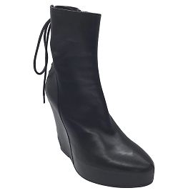 Ann Demeulemeester Bottines compensées en cuir noires à lacets Noir