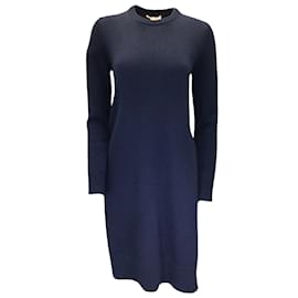 Michael Kors-Michael Kors Collection Navy Blue Long Sleeved Cashmere Knit Tabard Sweater-Blue