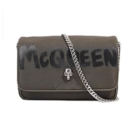Alexander Mcqueen-Alexander McQueen Graffiti-Logo Bag Khaki Re Nylon-Khaki