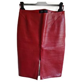 Gucci Leather Skirt Red Red
