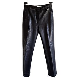 Pantalon en cuir noir Prada Noir