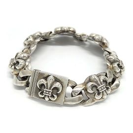 Chrome Hearts Bracciale a maglie Fleur BS Argento