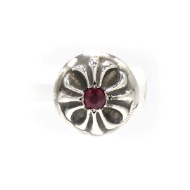 Chrome Hearts Orecchini con rubino e sfera a croce Argento