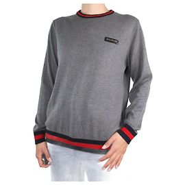 Balmain Suéter gola redonda com patch de logo cinza - tamanho S Cinza