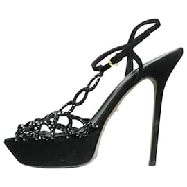 Sergio Rossi-Black bejewelled platform heels - size EU 40-Black