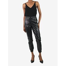 Autre Marque-Black cuffed leather trousers - size FR 36-Black