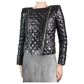 Balmain Short Quilted Jersey Skirt In Noir