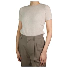 Theory-Cream short-sleeved cashmere top - size UK 4-Cream