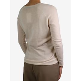 Theory-Maglione color crema in cashmere con scollo a V - taglia UK 4-Crudo