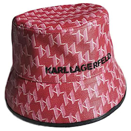 Karl Lagerfeld-Cappello rosso di Karl Lagerfeld / monogramma rosa unisex-Rosa,Rosso