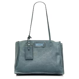 Prada-Prada Blue Glace Calf Etiquette Tote-Blue