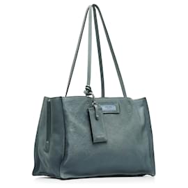 Prada-Prada Blue Glace Calf Etiquette Tote-Blue