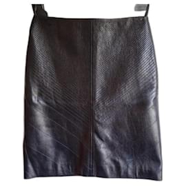 Loewe-Falda de cuero-Negro