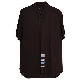 Camisa pólo Dolce & Gabbana com detalhe de gravata em lã virgem marrom Marrom