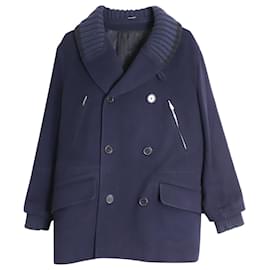 Hermès-Hermes Double-Breasted Shawl Collar Coat in Navy Blue Cashmere -Navy blue