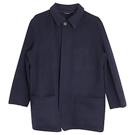 Hermès-Manteau court Hermes à simple boutonnage en cachemire bleu marine-Bleu Marine