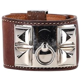 Hermès-Bracelet Hermes Collier De Chien en cuir marron-Marron