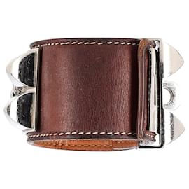Hermès-Hermes Collier De Chien Bracelet in Brown Leather-Brown