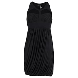 Versace-Versace Mini-robe froncée à encolure harnais en viscose noire-Noir