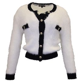 Maje Muffy Fuzzy Cardigan in White Polyamide White