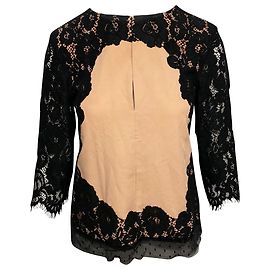 Top de encaje Twin Set en algodón negro Negro