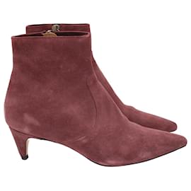 Isabel Marant-Isabel Marant Ankle Boots in Maroon Suede-Brown,Red