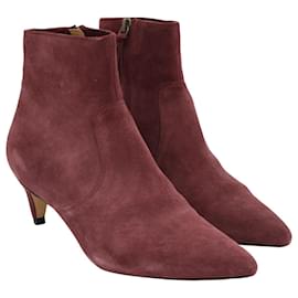 Isabel Marant-Isabel Marant Ankle Boots in Maroon Suede-Brown,Red