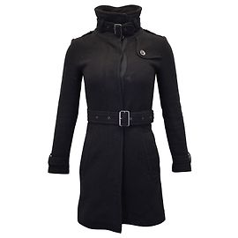 Burberry Belted Winter Coat in Black Wool Black