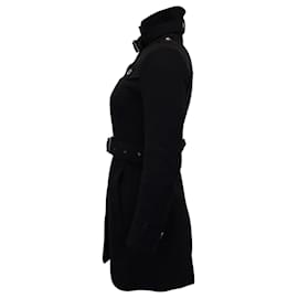 Burberry-Manteau d'hiver ceinturé Burberry en laine noire-Noir