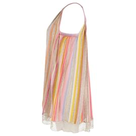 Missoni-Missoni Striped Knit Halter-Neck Mini Dress in Multicolor Rayon-Multiple colors