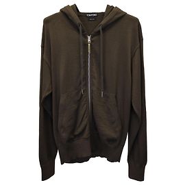Tom Ford Kapuzenpullover mit Reißverschluss aus braunem Kaschmir Braun