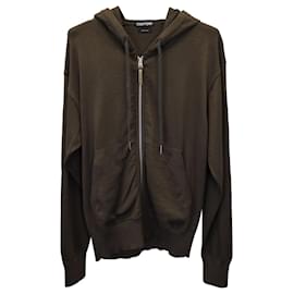 Tom Ford-Tom Ford Zip-Up Hoodie in Brown Cashmere-Brown