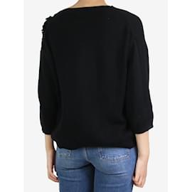 Jil Sander-Black embellished jewel detail cashmere jumper - size UK 10-Black