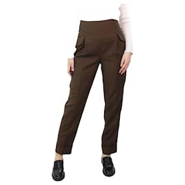 Autre Marque-Pantalón de lana plisado marrón - talla UK 10-Castaño