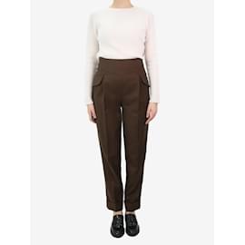 Autre Marque-Brown pleated wool trousers - size UK 10-Brown