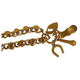 Chloé-Cadena larga de metal dorado Chloe con. Collar con candado con logo y llave Charms-Dorado