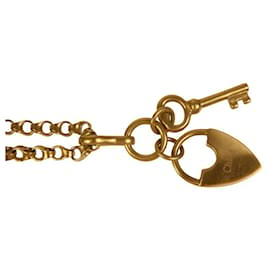 Chloé-Chloe Gold Tone Metal Long Chain w. Logo Padlock Necklace-Golden