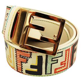 Fendi CEINTURE réversible FF Zucca en toile enduite multicolore et blanche 80/32 NEW Multicolore