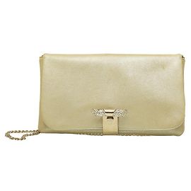 RODO Couro Prata com. Bolsa clutch com fivela de cristal Det. Bolsa de ombro com corrente Prata