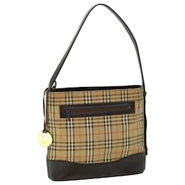 Burberry-BURBERRY Nova Check Shoulder Bag Canvas Leather Beige Brown Red Auth 51027-Brown,Red,Beige