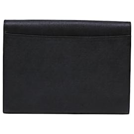 Saint Laurent-SAINT LAURENT Clutch Bag Leather Black Auth am4881-Black