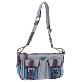 Prada-PRADA Shoulder Bag Nylon Leather Blue Auth am4846-Blue