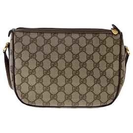 Gucci-GUCCI GG Canvas Web Sherry Line Shoulder Bag PVC Leather Beige Red Auth ep1332-Red,Beige,Green